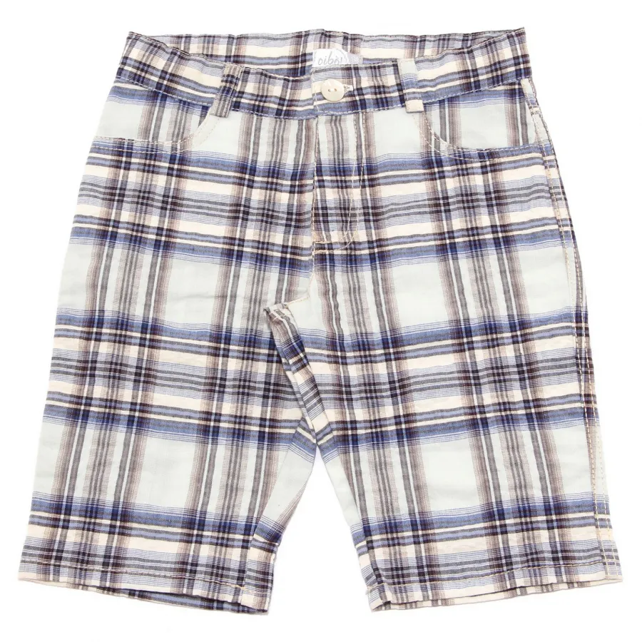4230W bermuda bimbo OIBO'! beige/blue checked cotton short boy