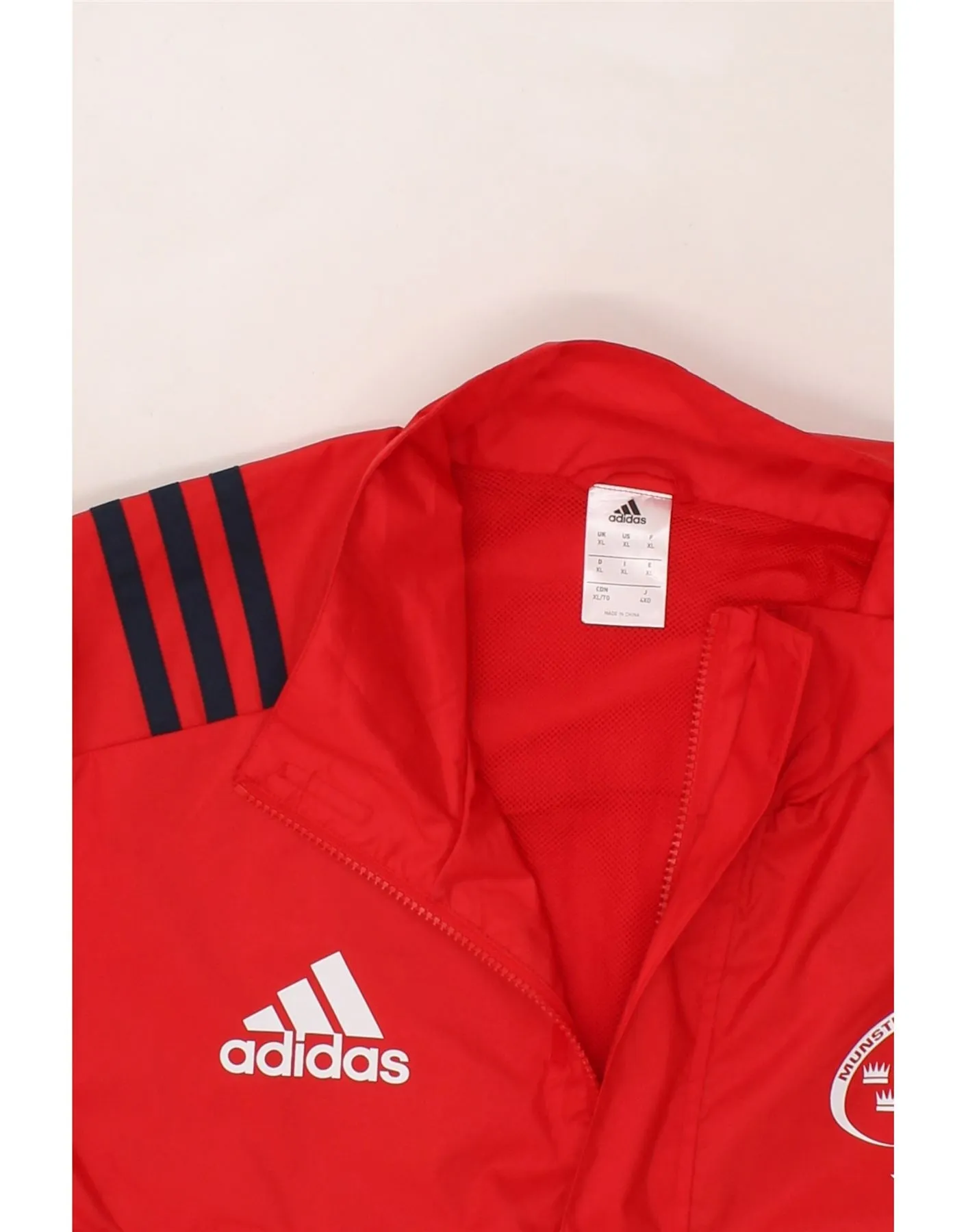 ADIDAS Mens Graphic Zip Neck Pullover Tracksuit Top XL Red Polyester