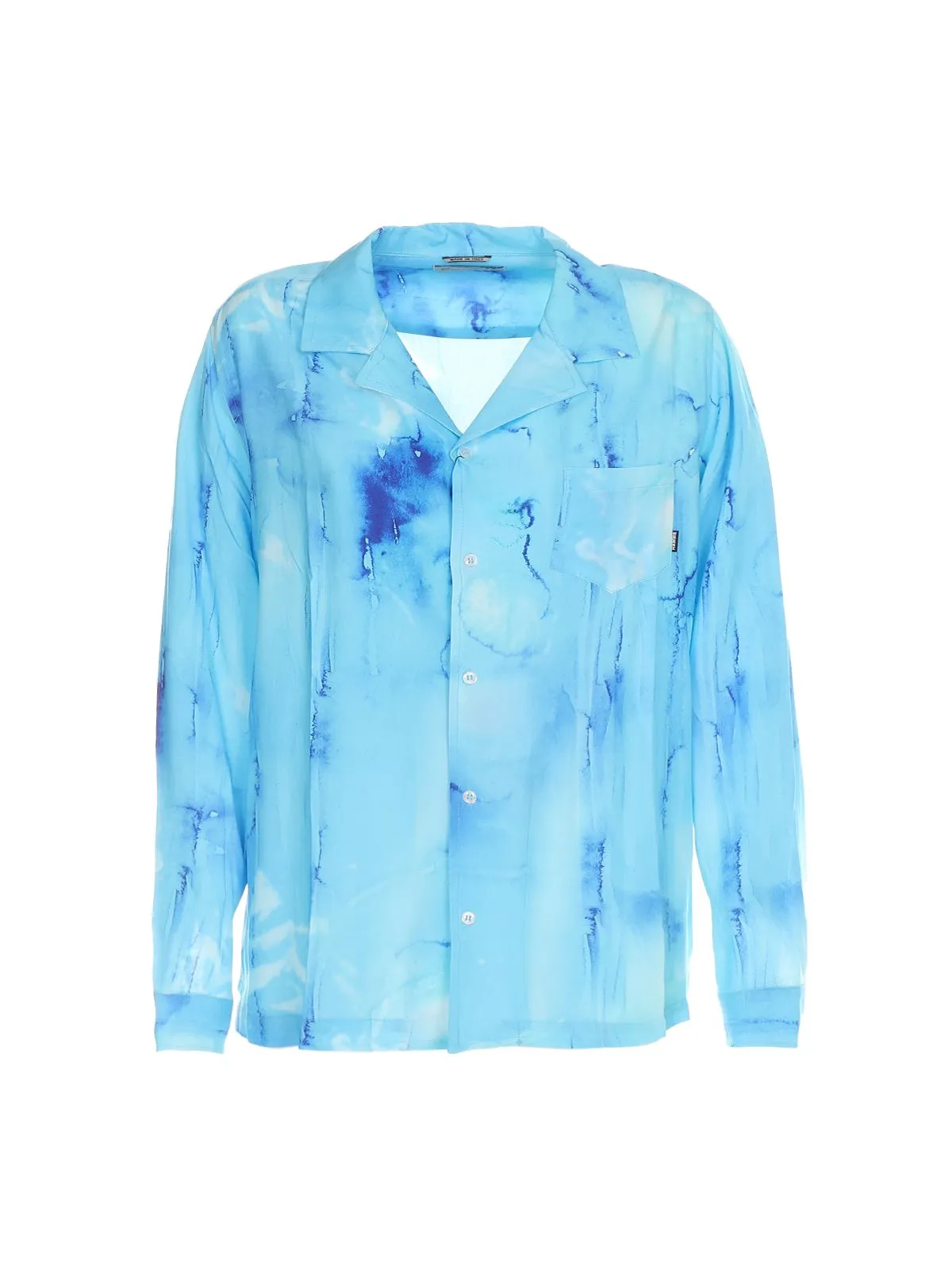 DANIELE ALESSANDRINI   CAMICIA CON FANTASIA AZZURRA IN RAYON