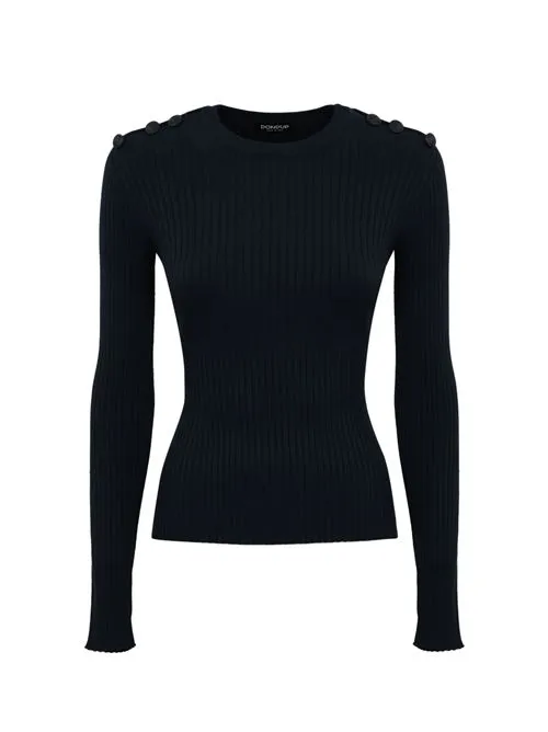 DONDUP     Maglia in viscosa blu con bottoni