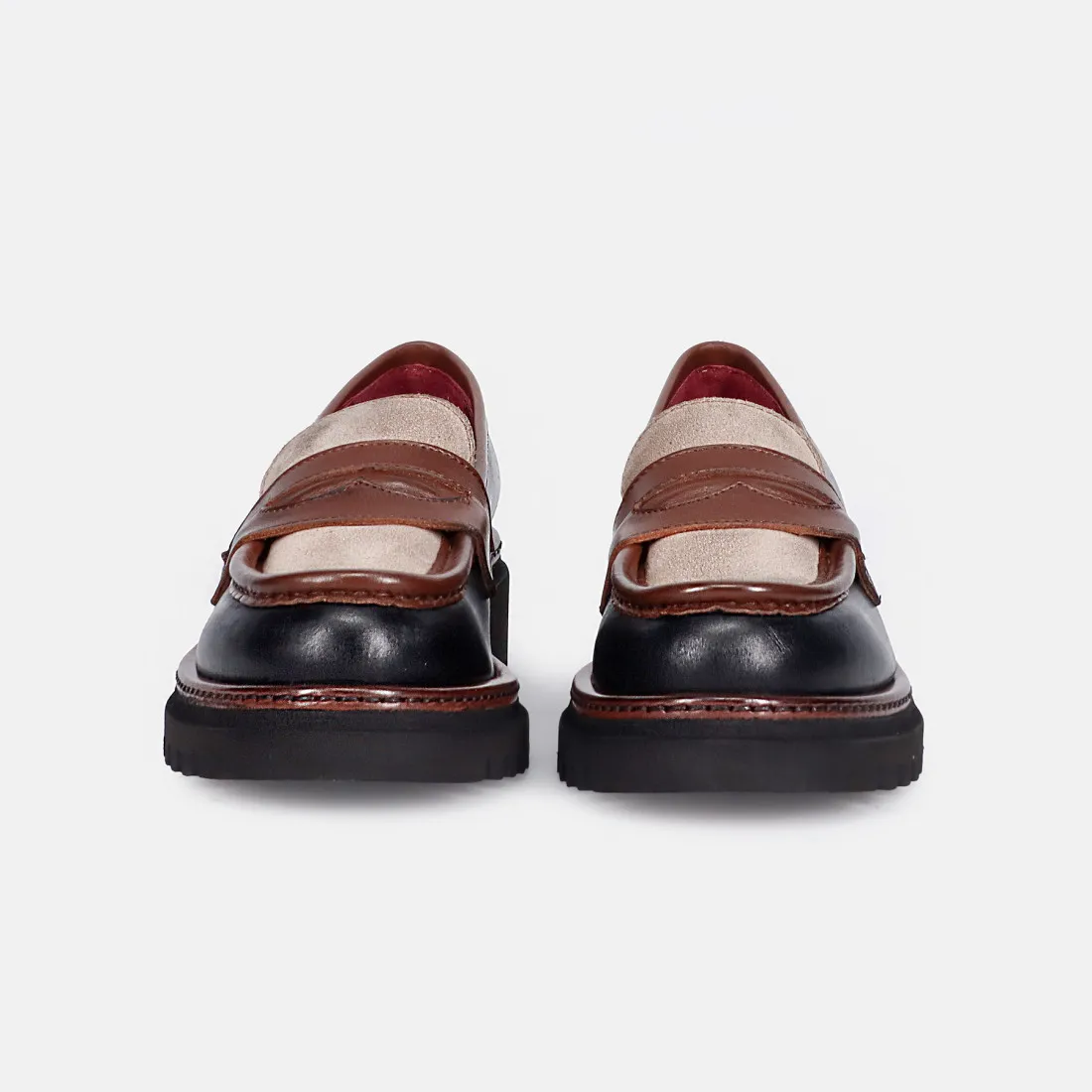 Mocassino da donna Calpierre nero marrone e beige