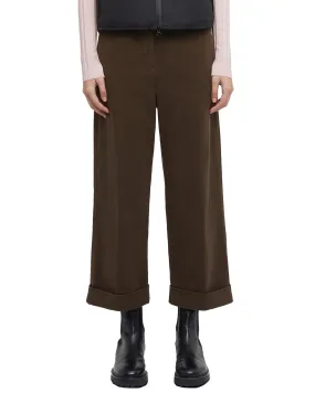 Pantalone ampio crop velluto marrone