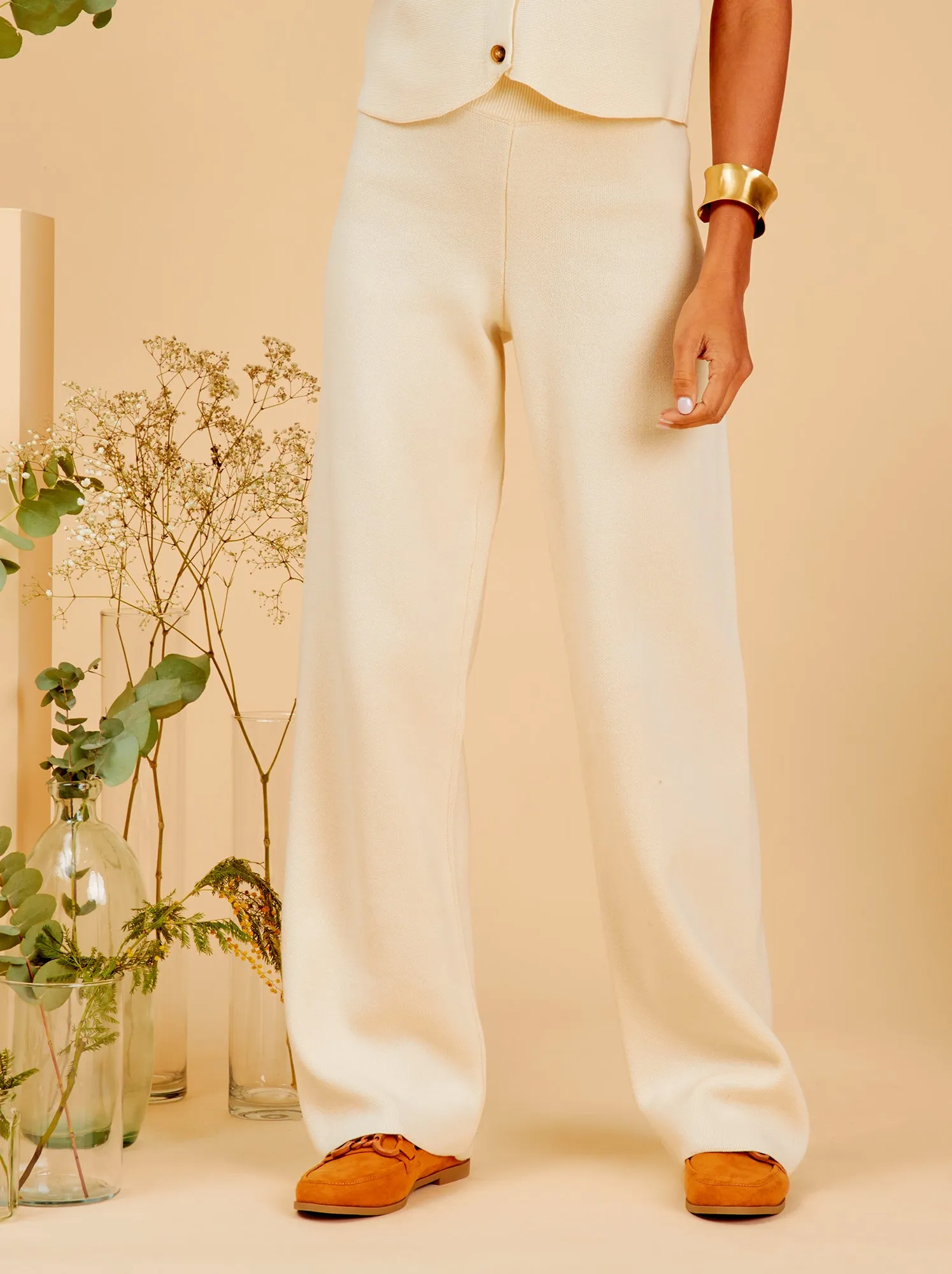 Pantaloni in maglia ottoman - BEIGE