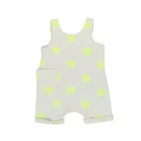 Salopette Bianca Con Stelle Giallo Fluo Bebè